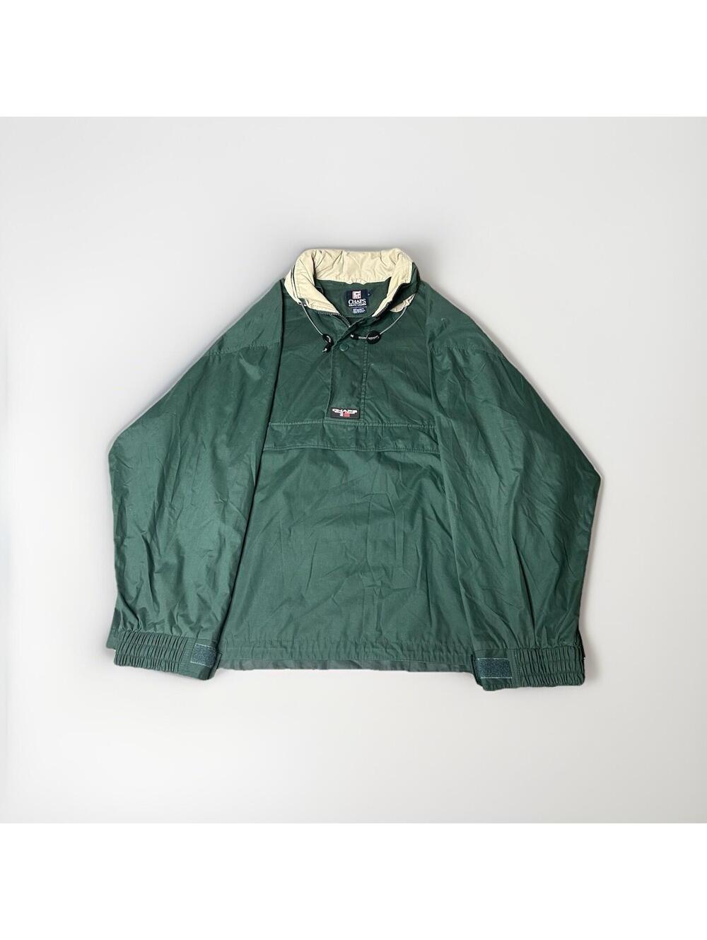 VTG 90s Chaps Ralph Lauren 1/4 Zip Pullover Windbreaker Jacket Men Sz L Green